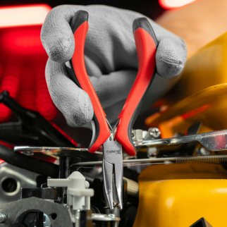 Длинногубцы Mini, 130 мм, никелированные, изогнутые, авторазжим, двухкомпонентные рукоятки MATRIX 17812 фото 7