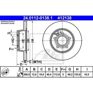 Диск тормозной задний ATE 24.0112-0138.1 фото