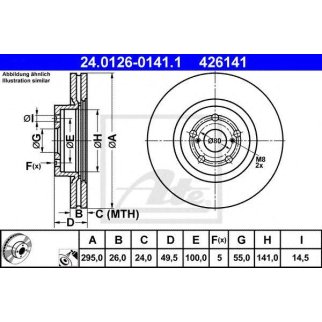 Диск тормозной передн, TOYOTA: AVENSIS 2.0/2.0 D-4D/2.4 03-08, AVENSIS седан 2.0/2.0 D-4D/2.4 03-08, AVENSIS универсал 2.0/2.0 D-4D/2.0 VVTi/2.4 03-08 фото