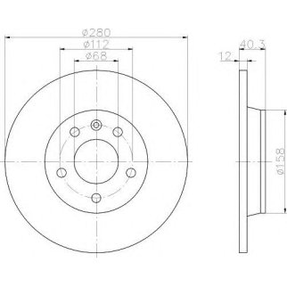 Диск тормозной задний Hella 8DD 355 105-611 фото