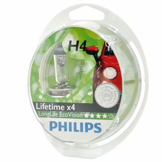 Лампа 12V H4 60/55W PHILIPS Longerlife Eco Vision 2 шт. DUOBOX 12342LLECOS2 фото