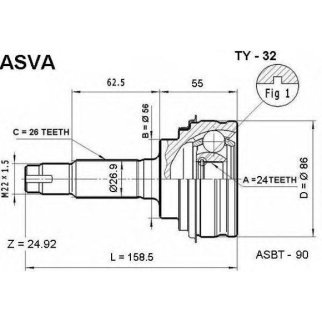 ШРУС НАРУЖНЫЙ 24x56x26 фото