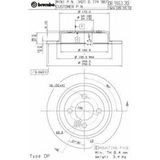 Диск тормозной brembo 08.9163.21 фото