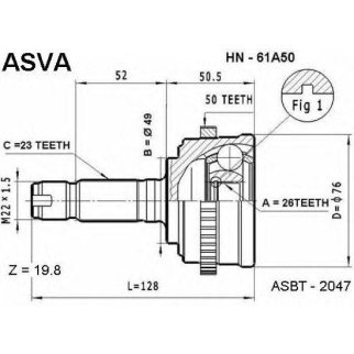 ШРУС наружный ASVA HN-6-1A50 фото