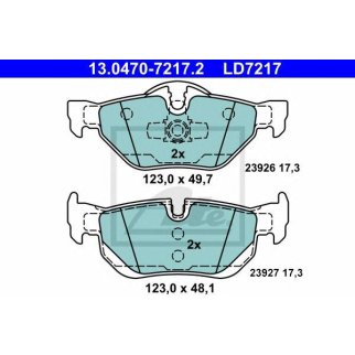 Колодки тормозные задние дисковые к-кт ATE 13.0470-7217.2 фото