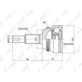 ШРУС наружный LYNXauto CO3858A фото