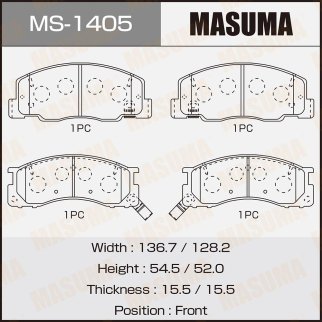 Колодки тормозные передние к-кт Masuma MS-1405 фото