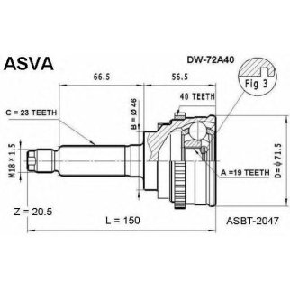 ШРУС наружный ASVA DW72-A40 фото