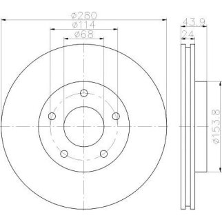 Диск тормозной передний вентилируемый MINTEX MDC2280 фото