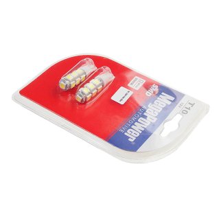 Лампа T10W (W2,1x9,5d) 13 SMD 5050 WHITE блистер (2 шт) 6000K 12V MEGAPOWER фото 1