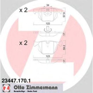 23447.170.1_колодки дисковые !задн. 122x58x17  BMW X5 (E70/F15) 2.0D-3.0D 07&gt;/X6(E71-F16) 3.0-3.0D фото
