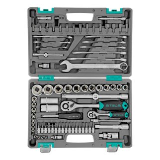 Набор инструмента 1/2" 1/4" пластиковый кейс 82пр. STELS фото 3