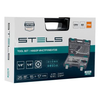 Набор инструмента 1/2" 1/4" пластиковый кейс 82пр. STELS фото 22