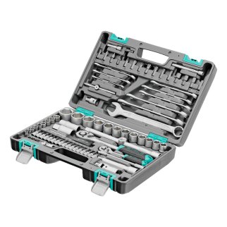 Набор инструмента 1/2" 1/4" пластиковый кейс 82пр. STELS фото