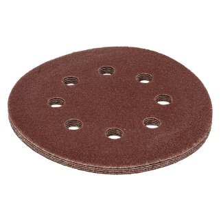 Круг абразивный на ворсовой подложке под липучку, перфорированный P80 125мм 5шт MATRIX фото 3