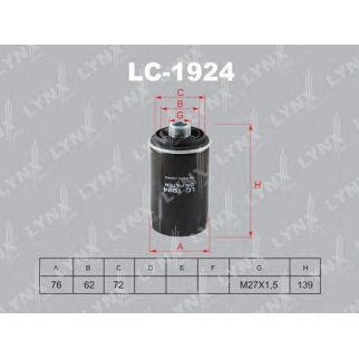 Фильтр масляный LYNXauto LC-1924 фото