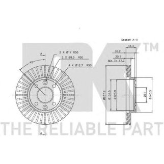 Диск тормозной передний вентилируемый NK 203909 фото