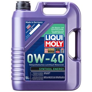 Масло моторное LIQUI MOLY SYNTHOIL ENERGY 0W40 SN A3/B4 синт. 5л фото