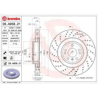 Диск тормозной brembo 09.A958.21 фото
