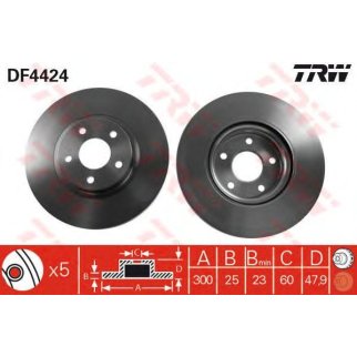 Диск тормозной передний вентилируемый TRW DF4424 фото