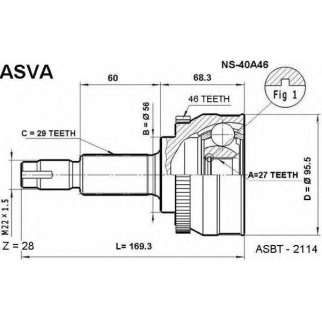 ШРУС наружный ASVA NS40-A46 фото