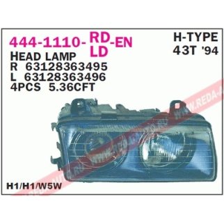 Фара передн лев BMW: E36 94-97, HELLA-TYPE фото