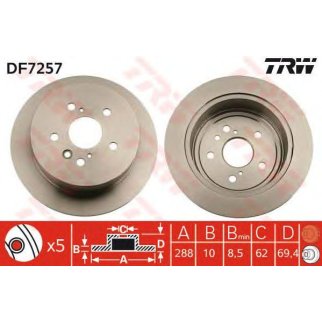 Диск тормозной задний TRW DF7257 фото