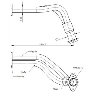 Труба приёмная для а/м Лада 2110 (алюм. сталь) TRIALLI ERP 0105 фото 2