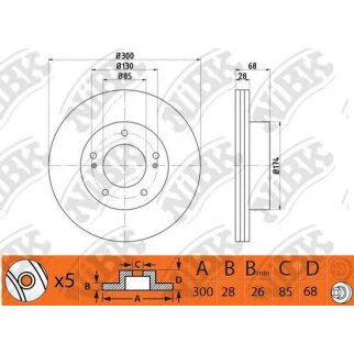 Диск тормозной передний SSANG YONG Rodius/Stavic 05-> /Vent D=300mm NIBK RN1456 фото
