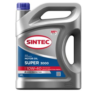 Масло моторное SINTEC SUPER 3000 10W40 SG/CD п/синт. 4л фото