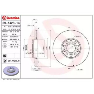 Диск тормозной brembo 09.A428.11 фото