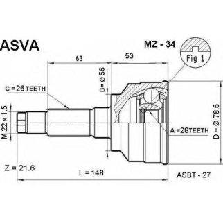ШРУС наружный ASVA MZ34- фото