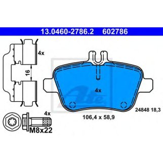 Колодки тормозные к-кт ATE 13.0460-2786.2 фото