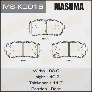 Колодки тормозные к-кт Masuma MS-K0016 фото