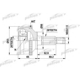 ШРУС наружн к-кт 28x56x26 ABS:44T MAZDA: 626 2.0D 87-92 фото