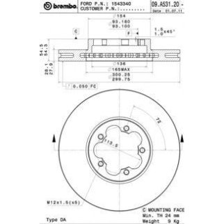 Диск тормозной brembo 09.A531.20 фото