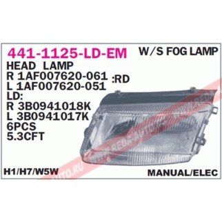 Фара левая DEPO 441-1125L-LD-EM фото