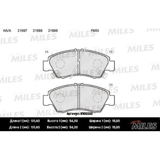 Колодки тормозные передние к-кт MILES E100222 фото