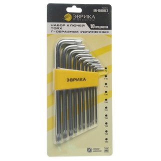 Набор ключей TORX Г-обр. удлиненных (T9-T50) 10пр. ЭВРИКА фото