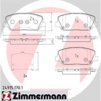 Колодки тормозные к-кт Zimmermann 24915.170.1 фото 1 Колодки тормозные к-кт Zimmermann 24915.170.1 фото 1