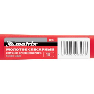 Молоток 100г слесарный,фиберглассовая обрезиненная ручка MATRIX фото 1