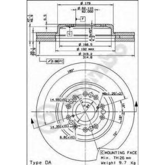 Диск тормозной передний вентилируемый Brembo 09.8315.10 фото