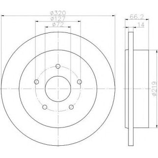 Диск тормозной задний Hella 8DD 355 115-501 фото