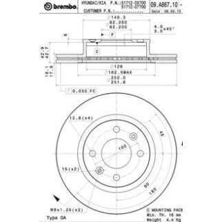 Диск тормозной brembo 09.A867.10 фото