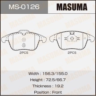 Колодки тормозные передние к-кт Masuma MS-0126 фото