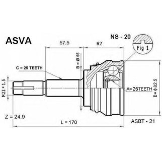 ШРУС наружный ASVA NS20- фото