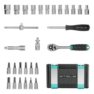 Набор инструмента 1/4" пластиковый кейс 29пр. STELS фото 2