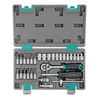 Набор инструмента 1/4" пластиковый кейс 29пр. STELS фото 3