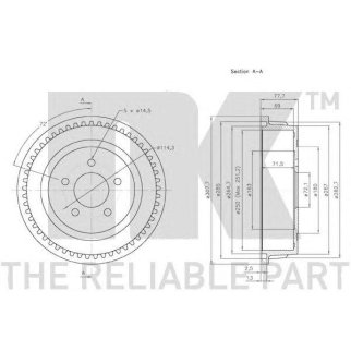 Барабан тормозной задний (250x65mm) / CHRYSLER Voyager/Grand Voyager-III,Voyager-III,DODGE Caravan 9 фото
