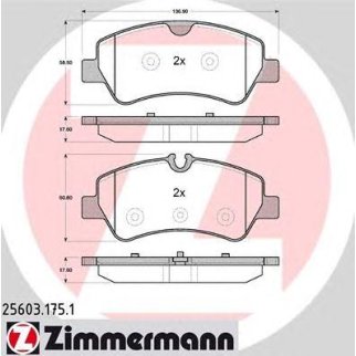 Колодки тормозные к-кт Zimmermann 25603.175.1 фото